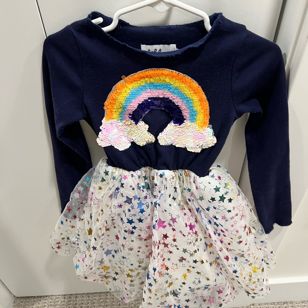 Lola + The Boys Navy and rainbow dress 2T like new!